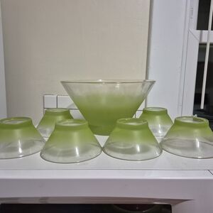 Green Glass Serveware Set